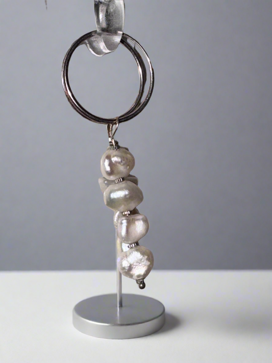 925 silver/Pearl hoop earrings